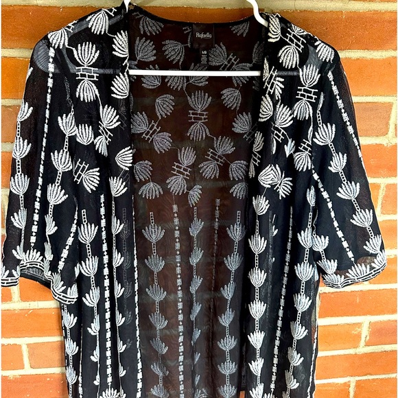 Rafaella | Tops | Beautiful Black Embroidered Rafaela Open Shirt | Poshmark